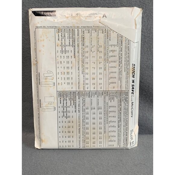 McCalls Pattern 2835 Womens Jacket Vest Pant Size 10-16 - Picture 2 of 2